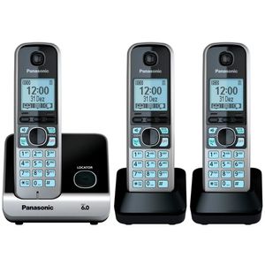 Outlet - Telefone Sem Fio Panasonic Base + 2 Ramais KXTG6 Black Piano