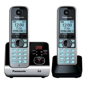 Outlet - Telefone Sem Fio Panasonic Base + 1 Ramal KXTG6 Preto/Cinza